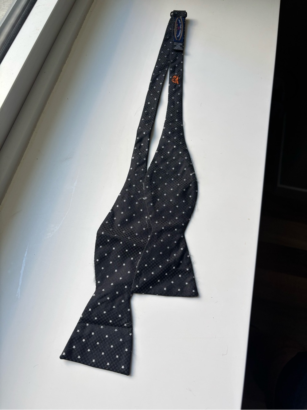 Classic Black Self-Tie Bow Tie with Subtle Star Pattern